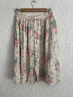 Ralph Lauren RARE Vintage 80s Cottagecore Country Prairie Floral Rayon Skirt
